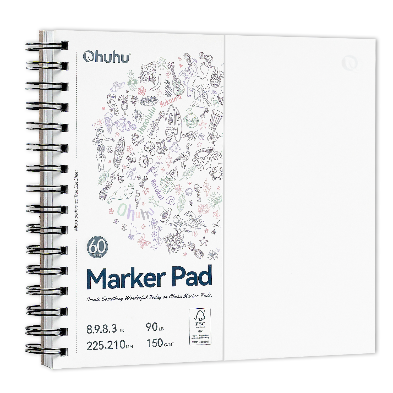 Ohuhu Bleedproof Double-Sided Marker Pad. Spiral-Bound - Image 5