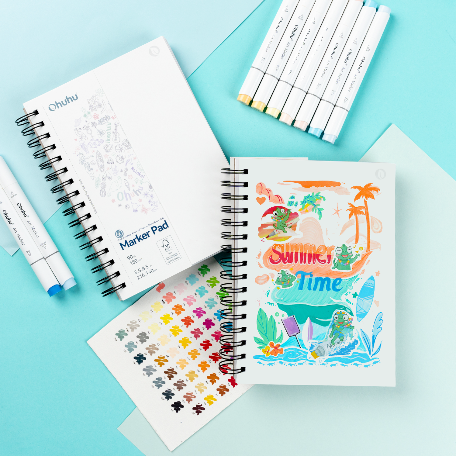 Ohuhu Bleedproof Double-Sided Marker Pad. Spiral-Bound - Image 21