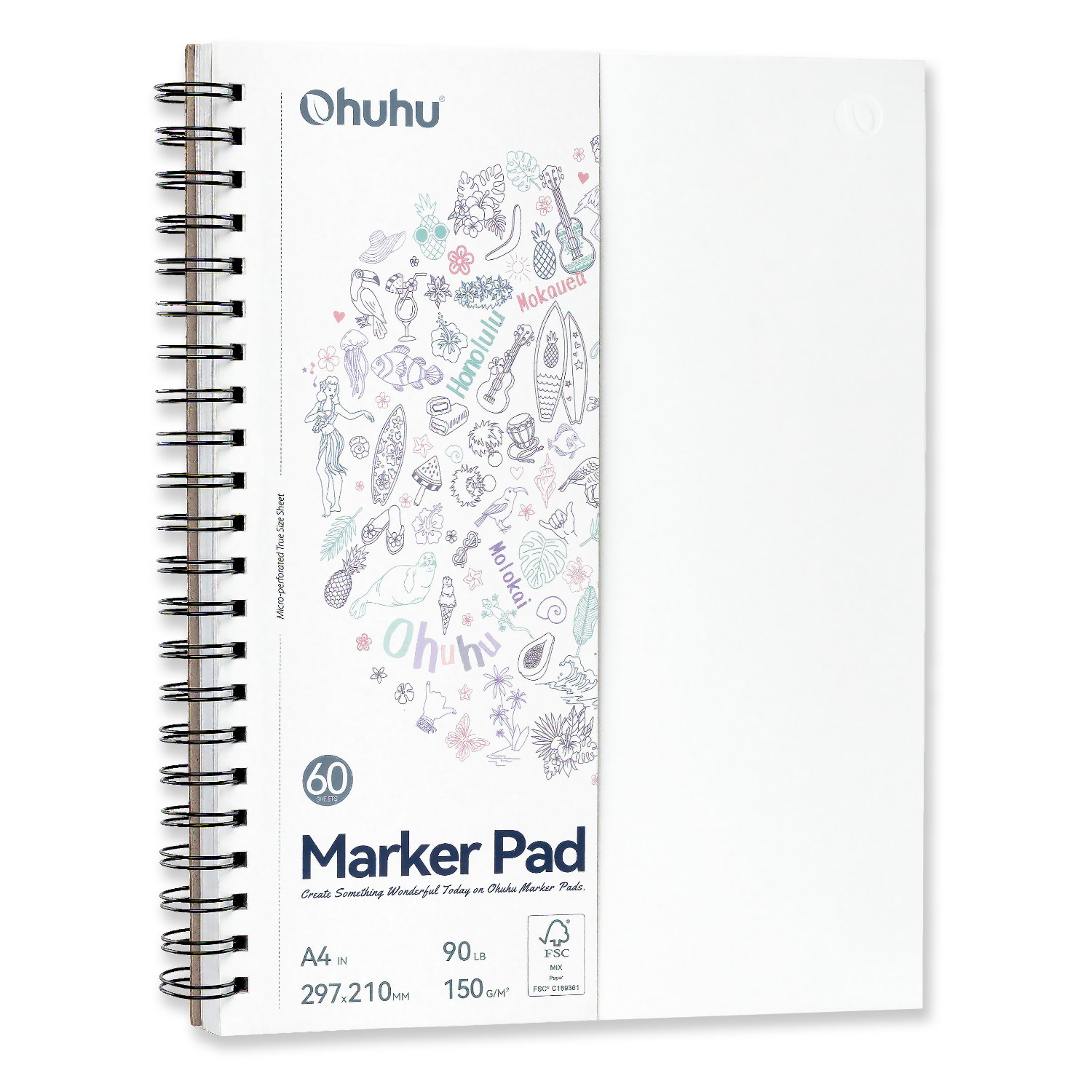 Ohuhu Bleedproof Double-Sided Marker Pad. Spiral-Bound - Image 4
