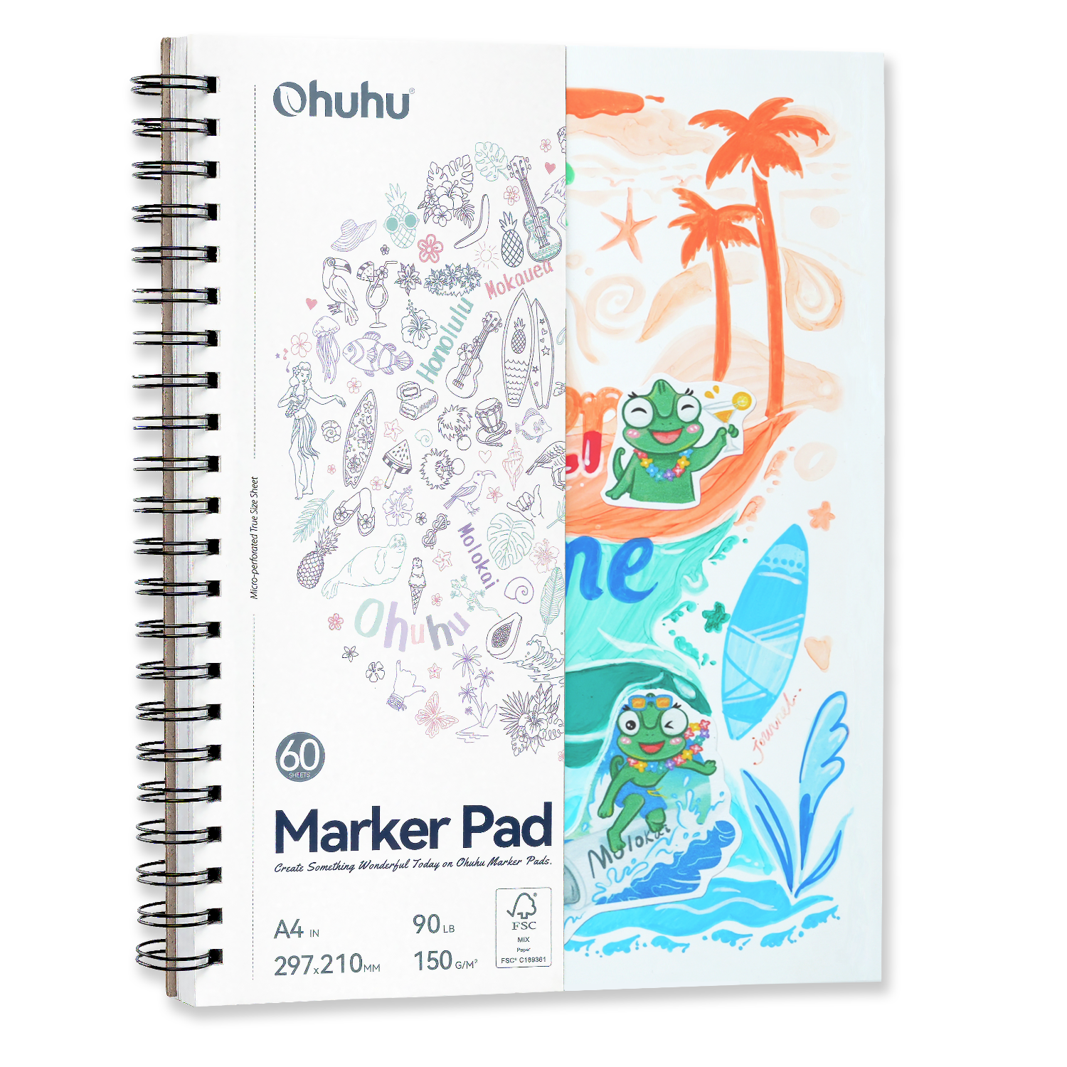 Ohuhu Bleedproof Double-Sided Marker Pad. Spiral-Bound - Image 9