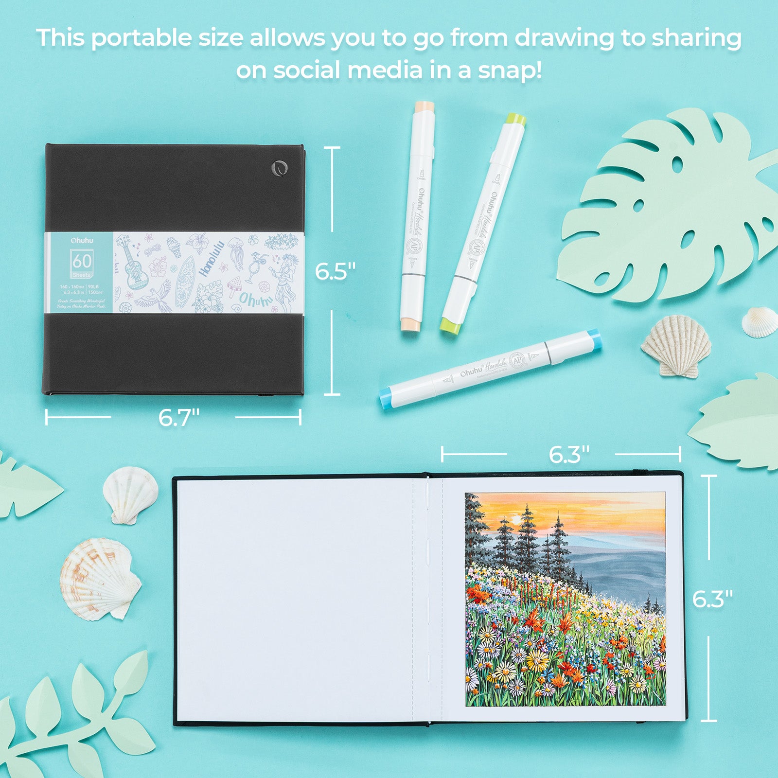 Ohuhu Bleedproof Double-Sided Marker Pad with PU Cover - Image 11