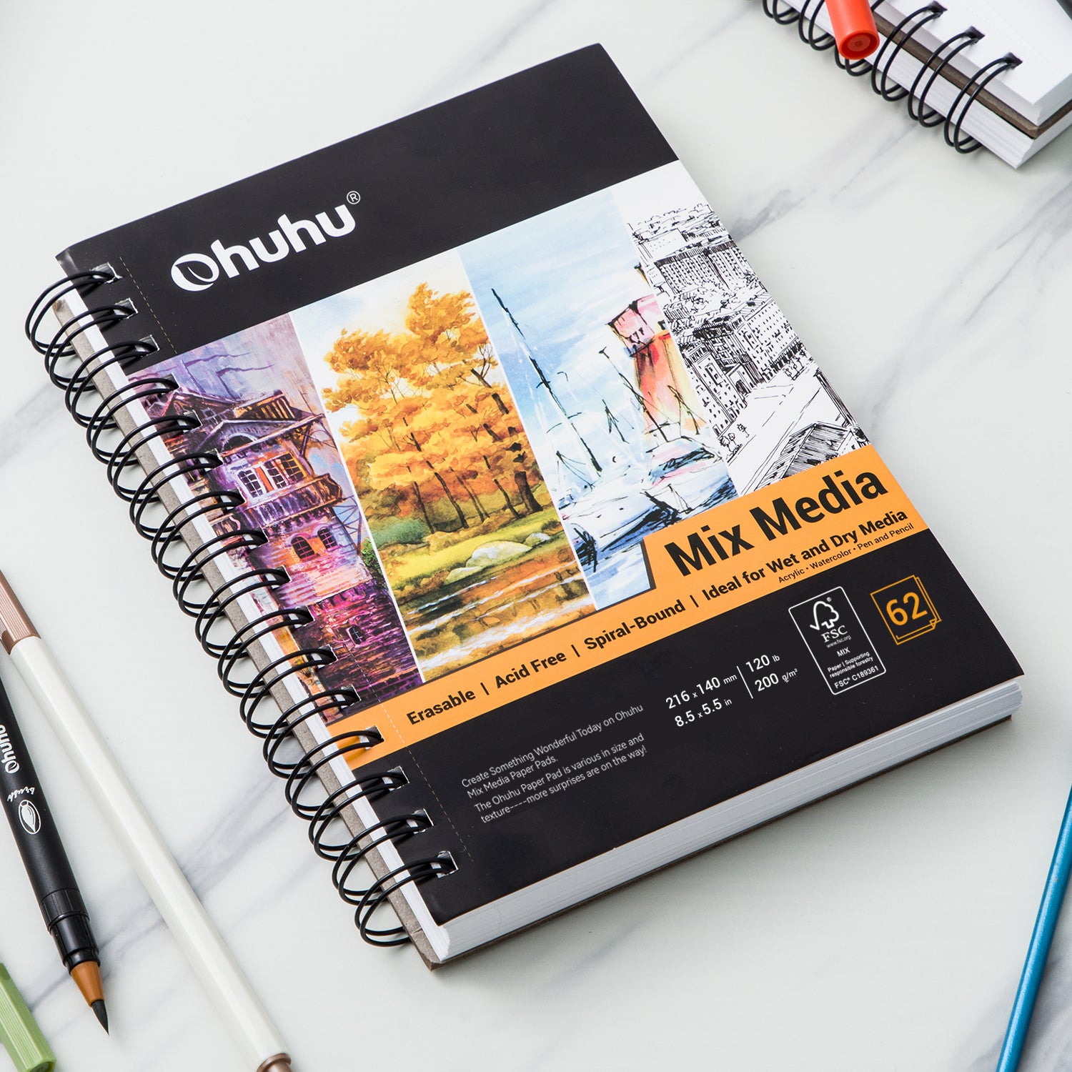 Ohuhu Spiral-Bound Mix Media Pad for Multiple Techniques - Image 8