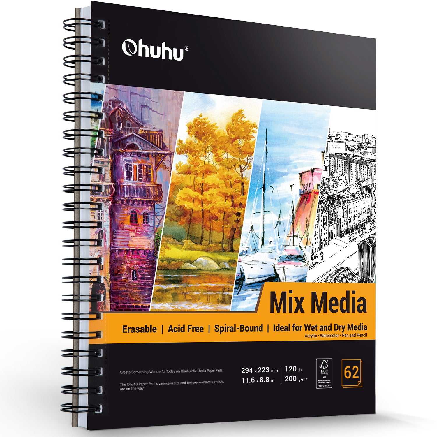 Ohuhu Spiral-Bound Mix Media Pad for Multiple Techniques - Image 9