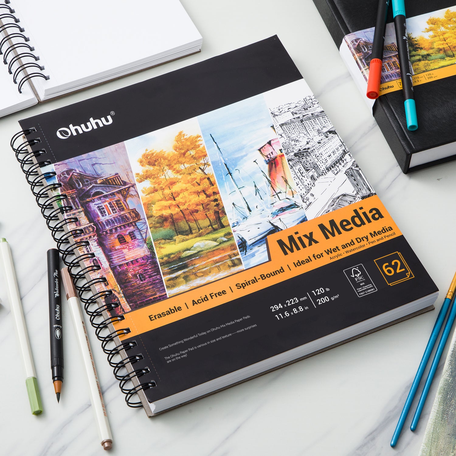 Ohuhu Spiral-Bound Mix Media Pad for Multiple Techniques - Image 11