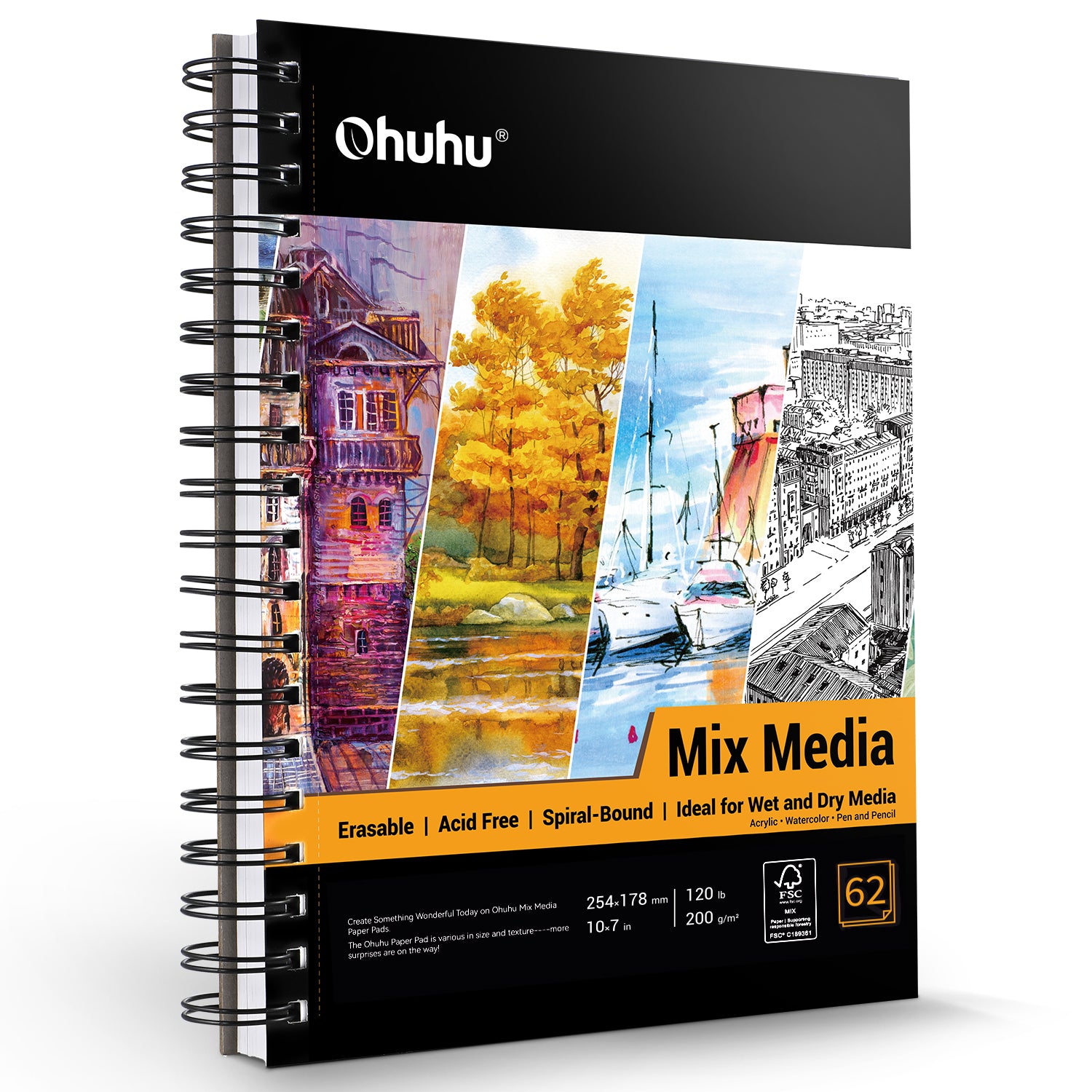Ohuhu Spiral-Bound Mix Media Pad for Multiple Techniques - Image 12