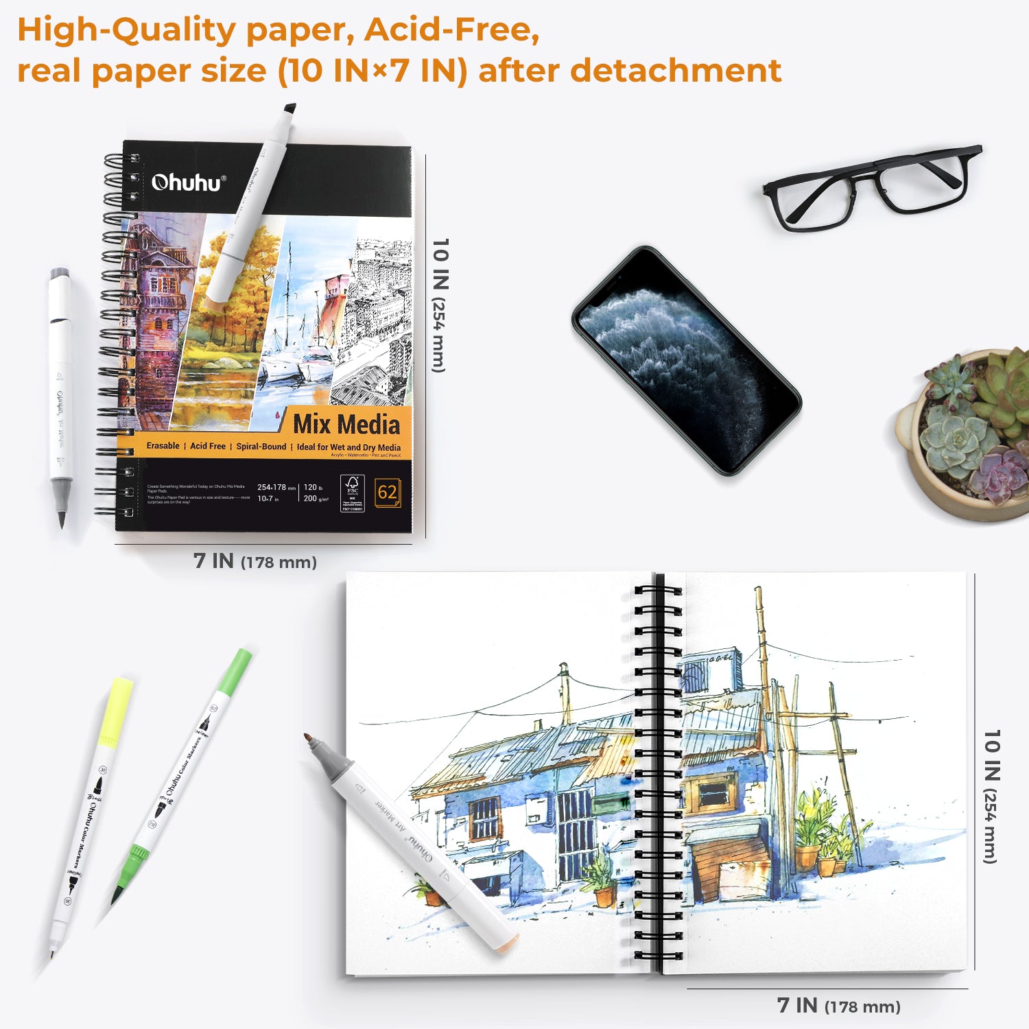 Ohuhu Spiral-Bound Mix Media Pad for Multiple Techniques - Image 13