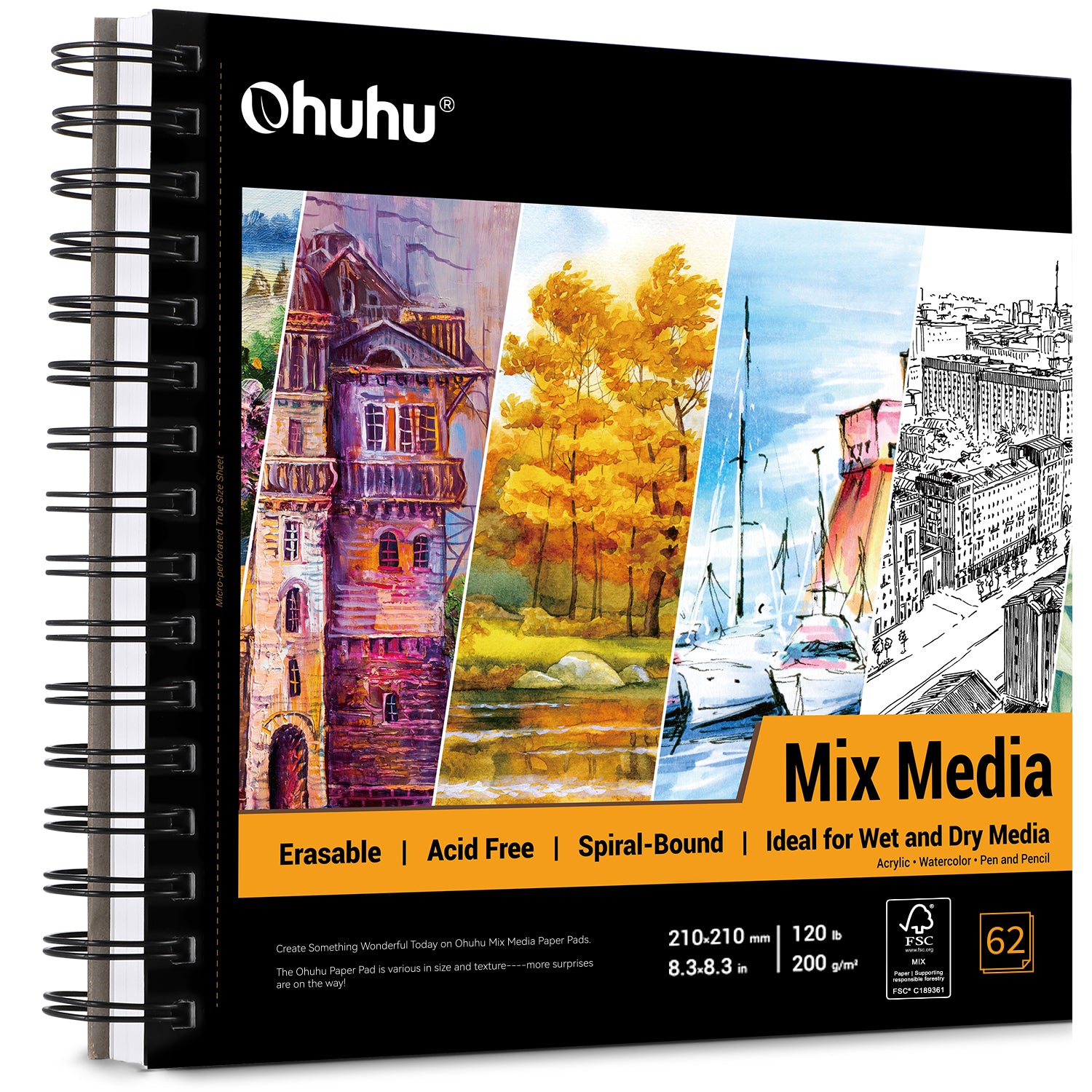 Ohuhu Spiral-Bound Mix Media Pad for Multiple Techniques - Image 15