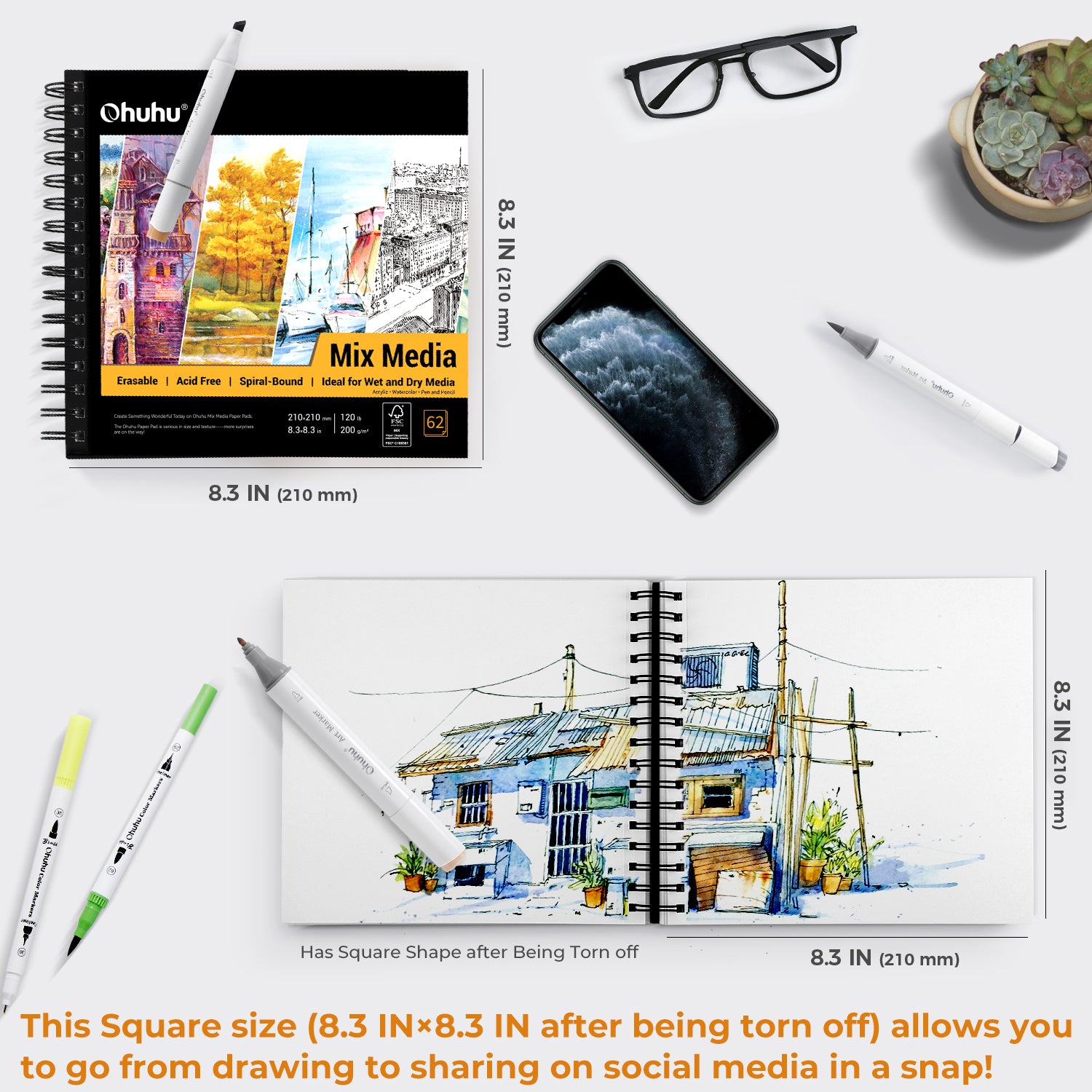 Ohuhu Spiral-Bound Mix Media Pad for Multiple Techniques - Image 16