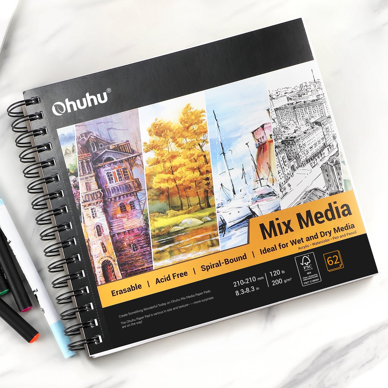 Ohuhu Spiral-Bound Mix Media Pad for Multiple Techniques - Image 17