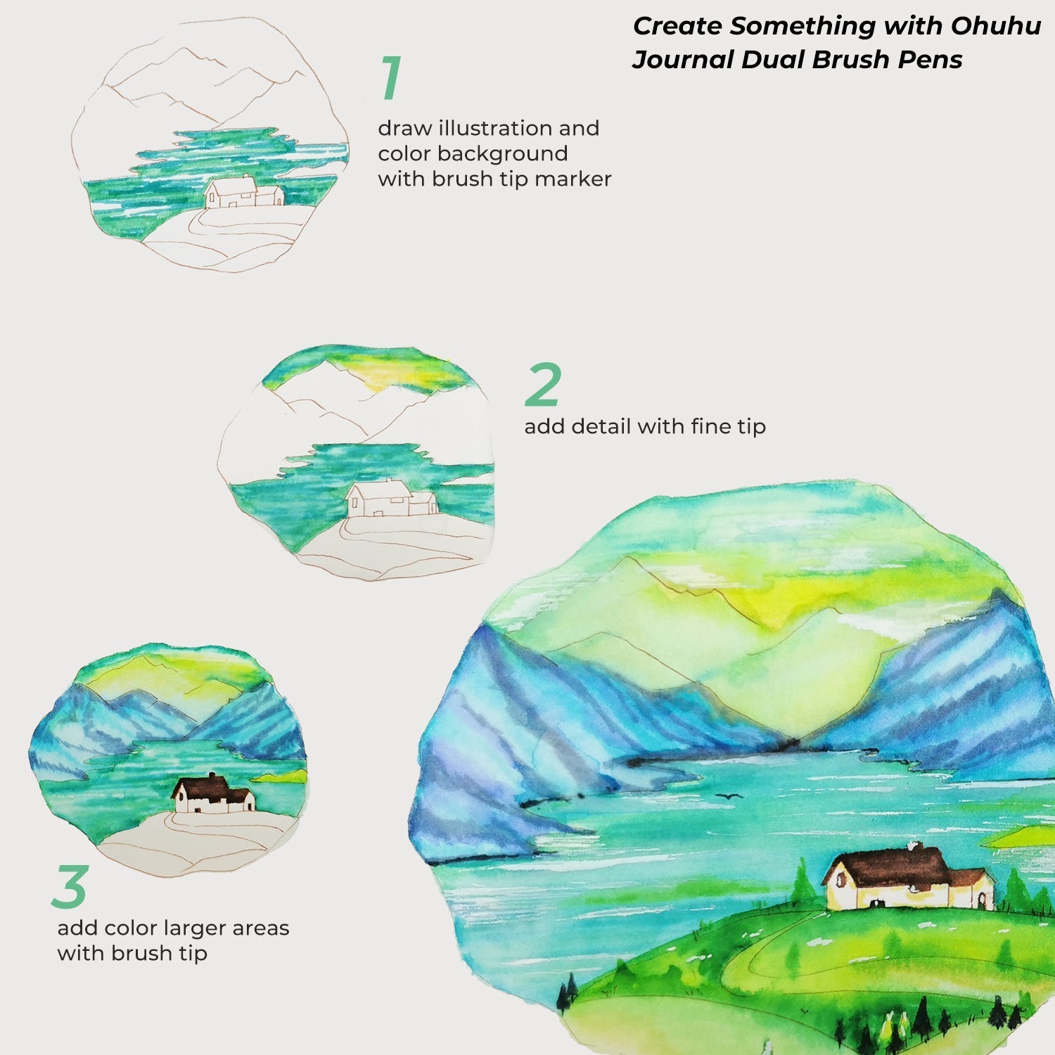 Ohuhu Maui 120 Colors Dual Tips Water Based Art Markers. Brush & Fineliner - Image 8