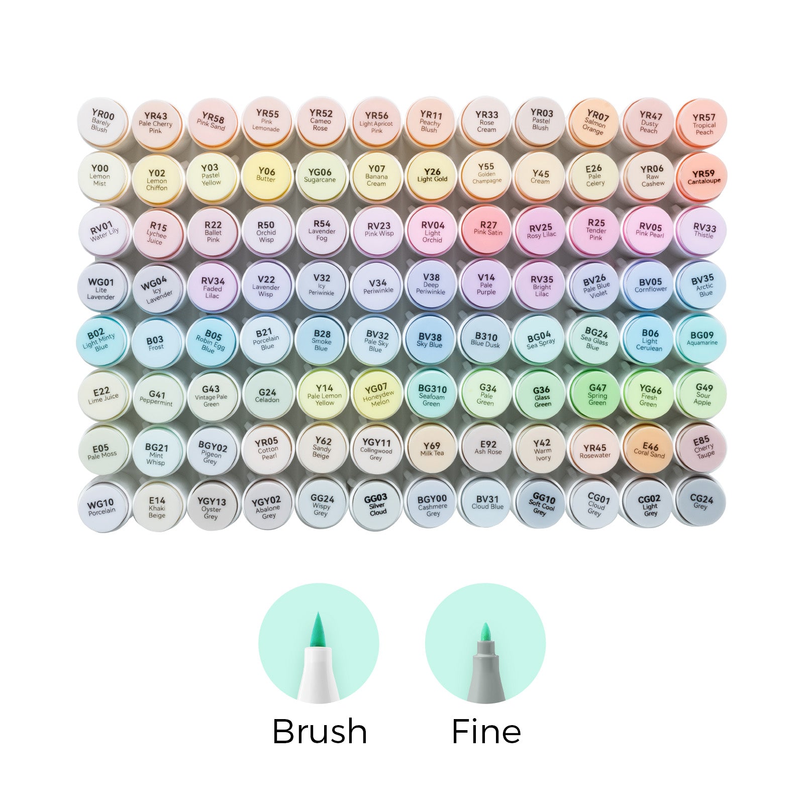 Ohuhu Honolulu 96 Pastel Colors Alcohol Art Markers - Sweetness & Blossoming (New Color Codes) - Image 2