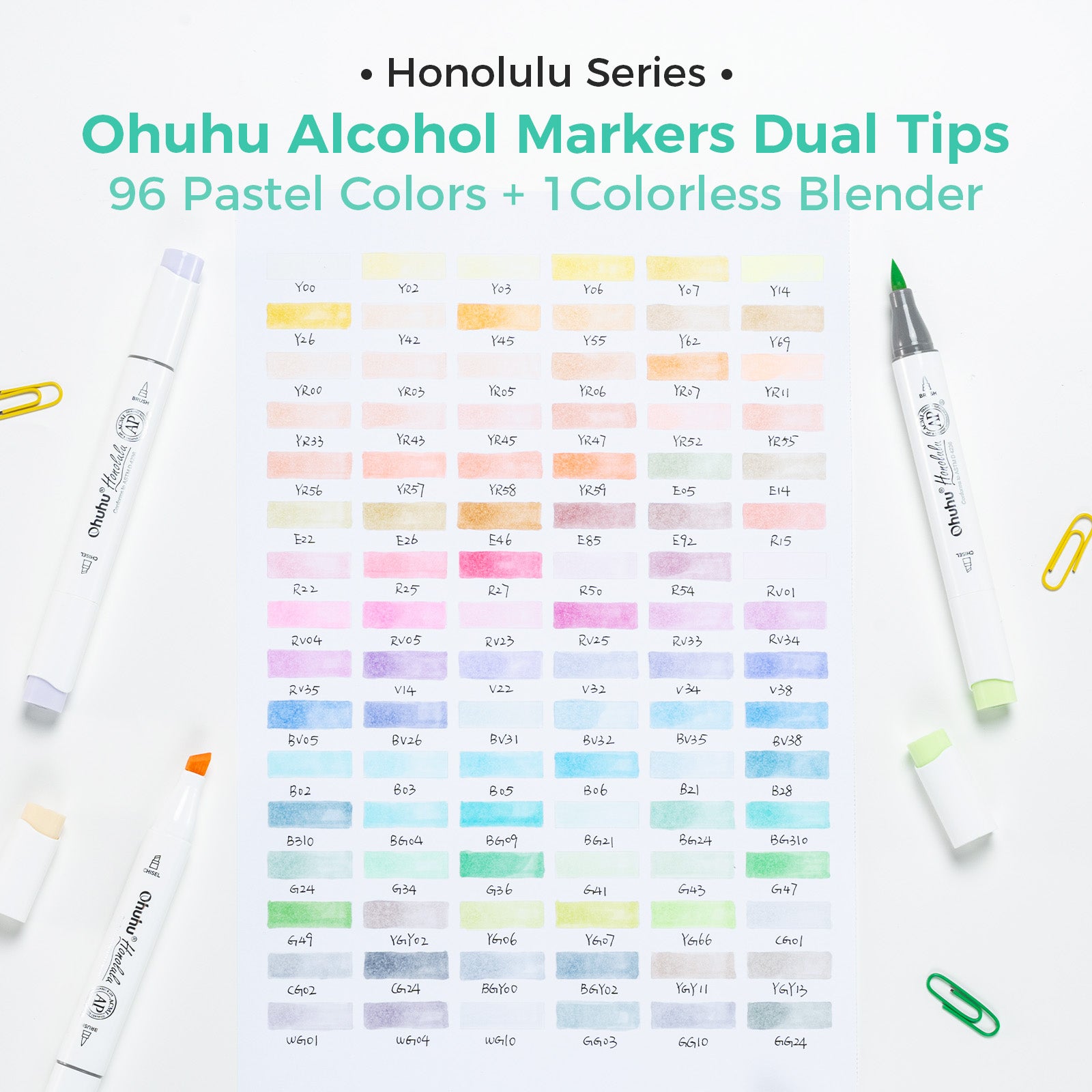 Ohuhu Honolulu 96 Pastel Colors Alcohol Art Markers - Sweetness & Blossoming (New Color Codes) - Image 6