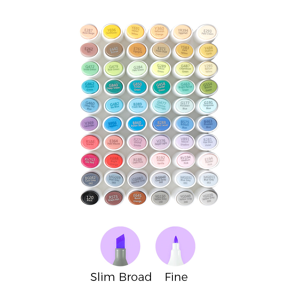 Ohuhu Kaala Dual Tips Alcohol Art Markers- 60 Colors Landscape Tone - Image 2