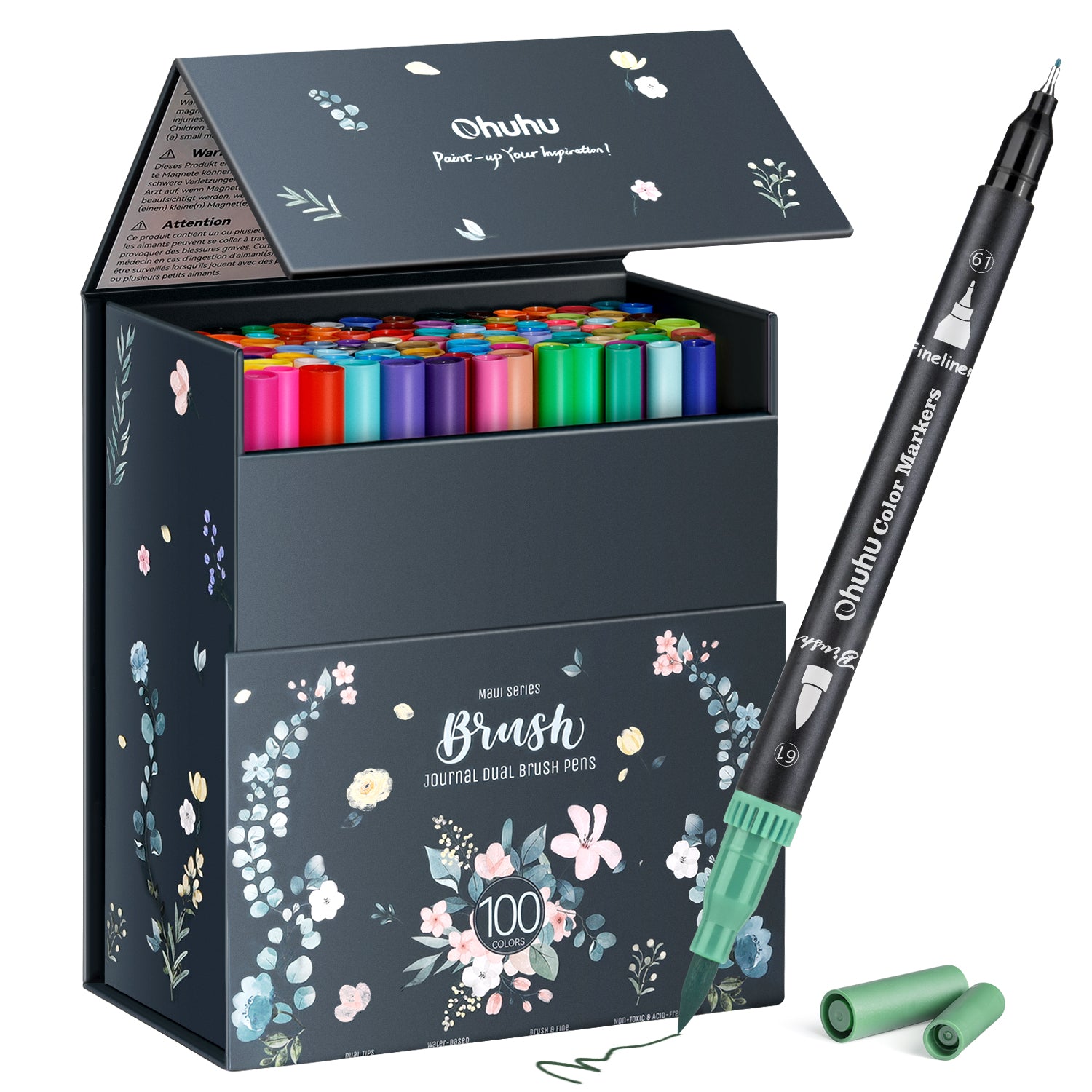 Ohuhu Maui 100 Colors Dual Tips Water Based Art Markers. Brush & Fineliner - Image 2