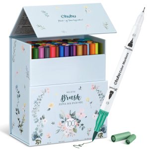 Ohuhu Maui 100 Colors Dual Tips Water Based Art Markers. Brush & Fineliner