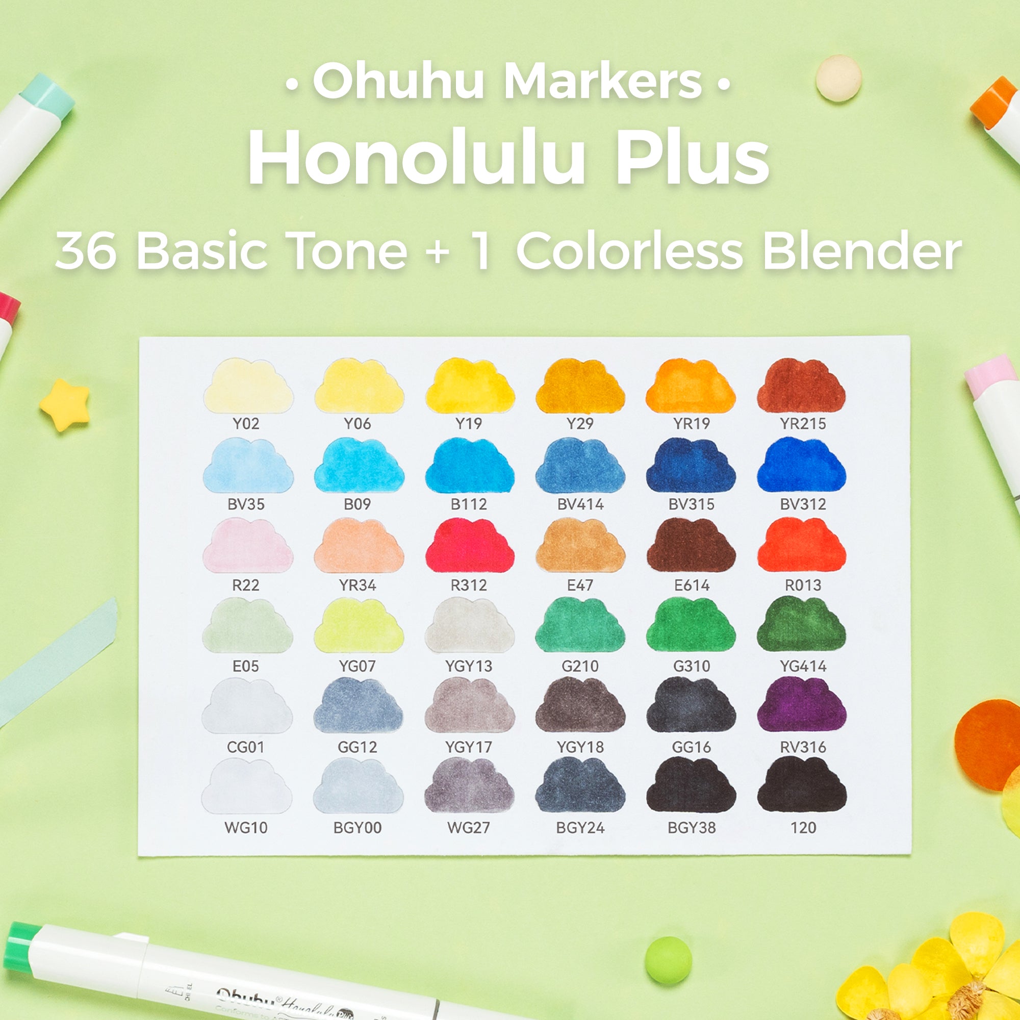 Ohuhu Honolulu Plus Series Supreme Rubber Brush Tip Markers - Image 18