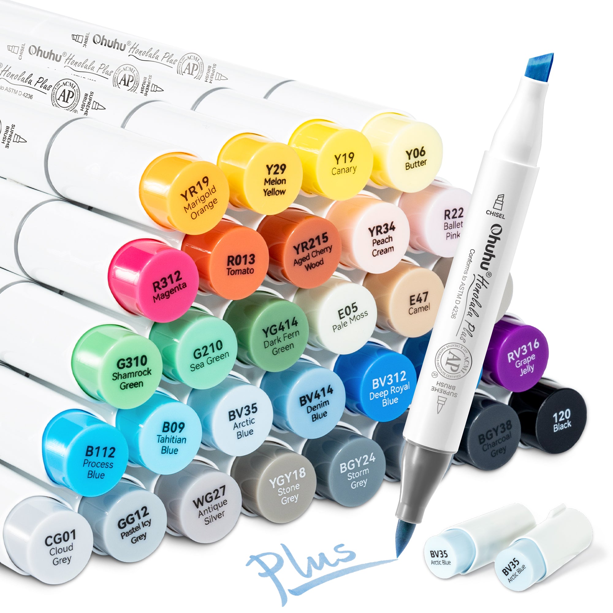 Ohuhu Honolulu Plus Series Supreme Rubber Brush Tip Markers - Image 11