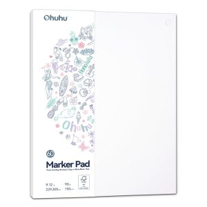 Ohuhu Bleedproof Double-Sided Marker Pad. Glue-Bound