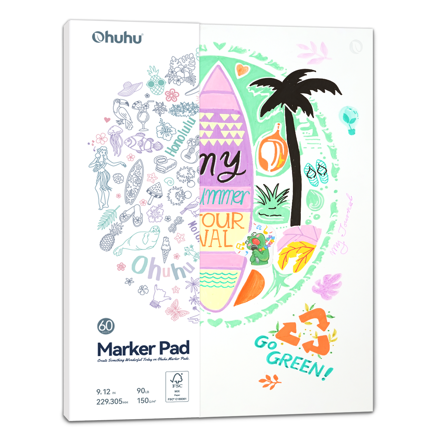 Ohuhu Bleedproof Double-Sided Marker Pad. Glue-Bound - Image 3