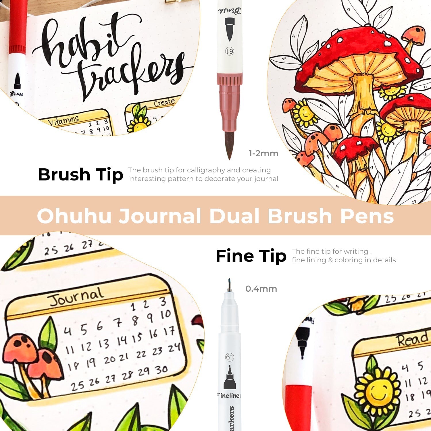 Ohuhu Maui 120 Colors Dual Tips Water Based Art Markers. Brush & Fineliner - Image 5