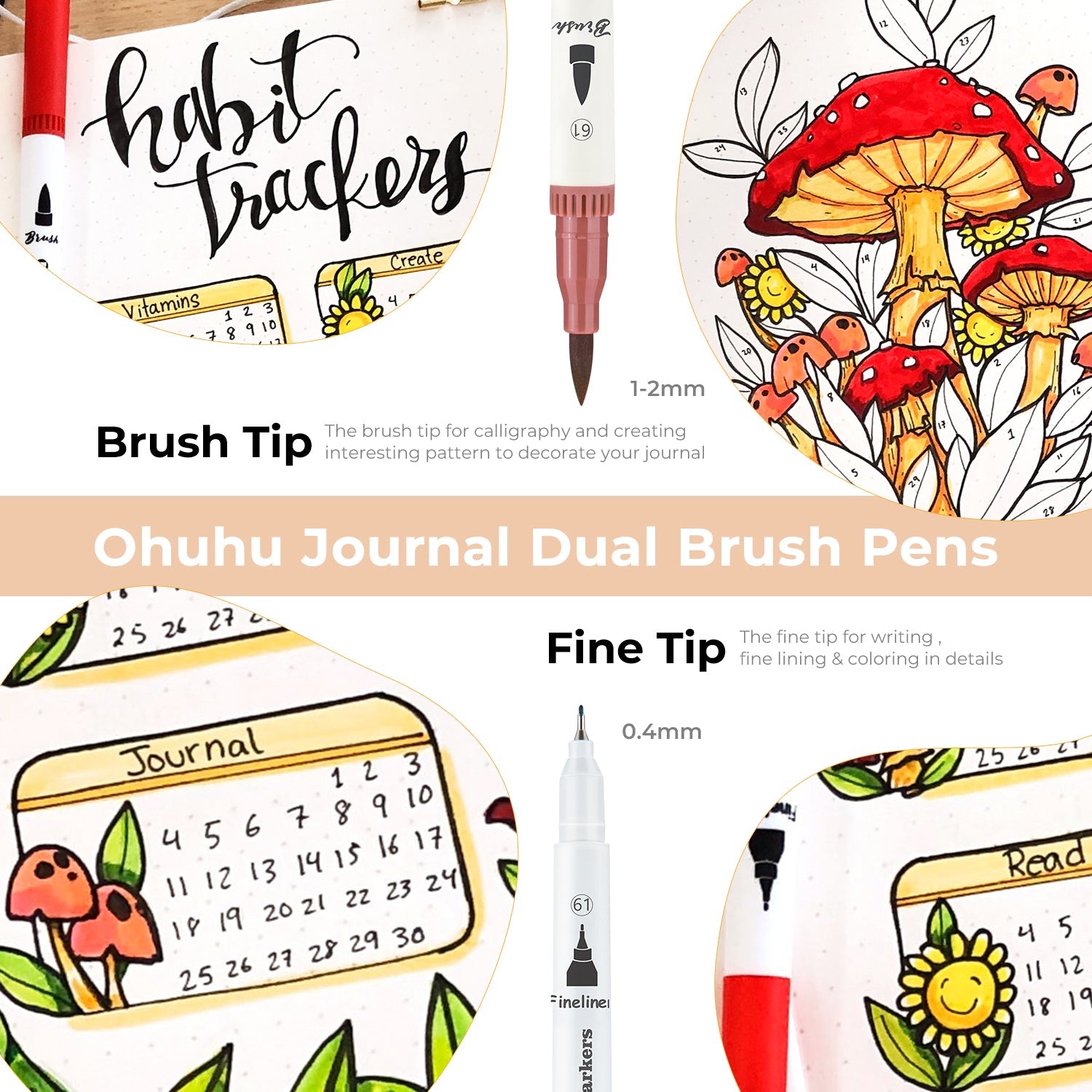 Ohuhu Maui 100 Colors Dual Tips Water Based Art Markers. Brush & Fineliner - Image 6